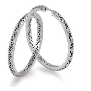 Charles Krypell sterling silver 1 3/4” filigree snap in hoops
